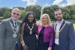 Image of four people. First Minister Michelle O'Neill and mayors from across Ireland attended commemoration events in Dublin.